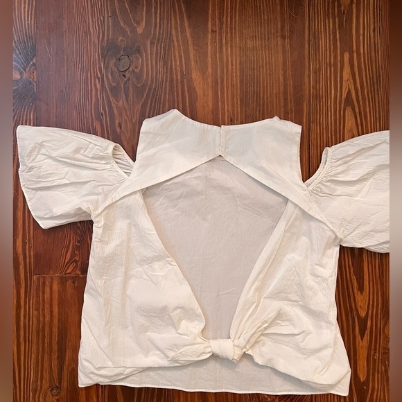 ZARA Trafaluc Collection White Open Shoulder Open Back Top - Picture 4 of 4